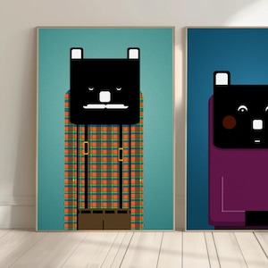 Oso Gruñón - Ilustración Impresa - Arte Mural para Personas