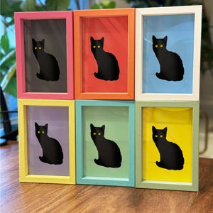 Black Cat Mini Art Print: Magnetic Framed Glass, 2x3 Inch