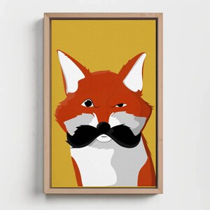 Mustache Fox - Opera d'arte stampata dai colori vivaci - Decorazione murale illustrata, unica e divertente - Affascinante, birichina e deliziosa!