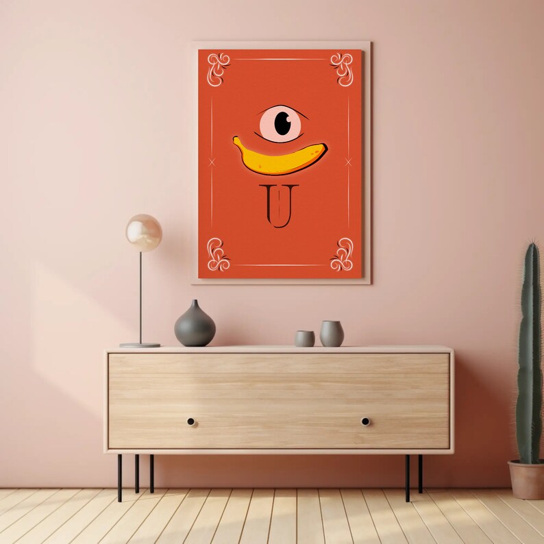 Auge Banane U Gedruckte Wandkunst Verwirrendes Gefühl Schräg Wohnkultur