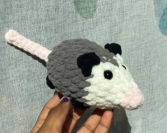 Crochet Opossum Plushie, Small Possum Pal, Pocket Opossum, Trash Marsupial