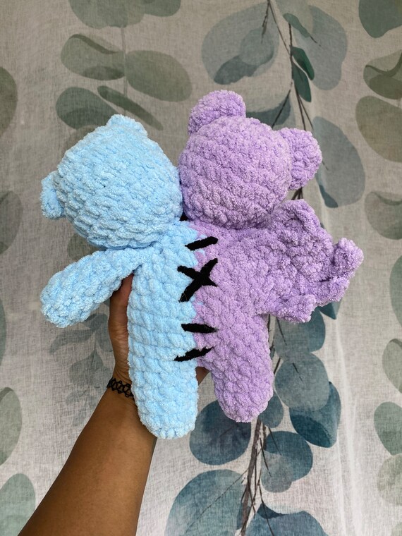 Two Headed Plushie, Handmade Crochet Conjoined Goth Toy