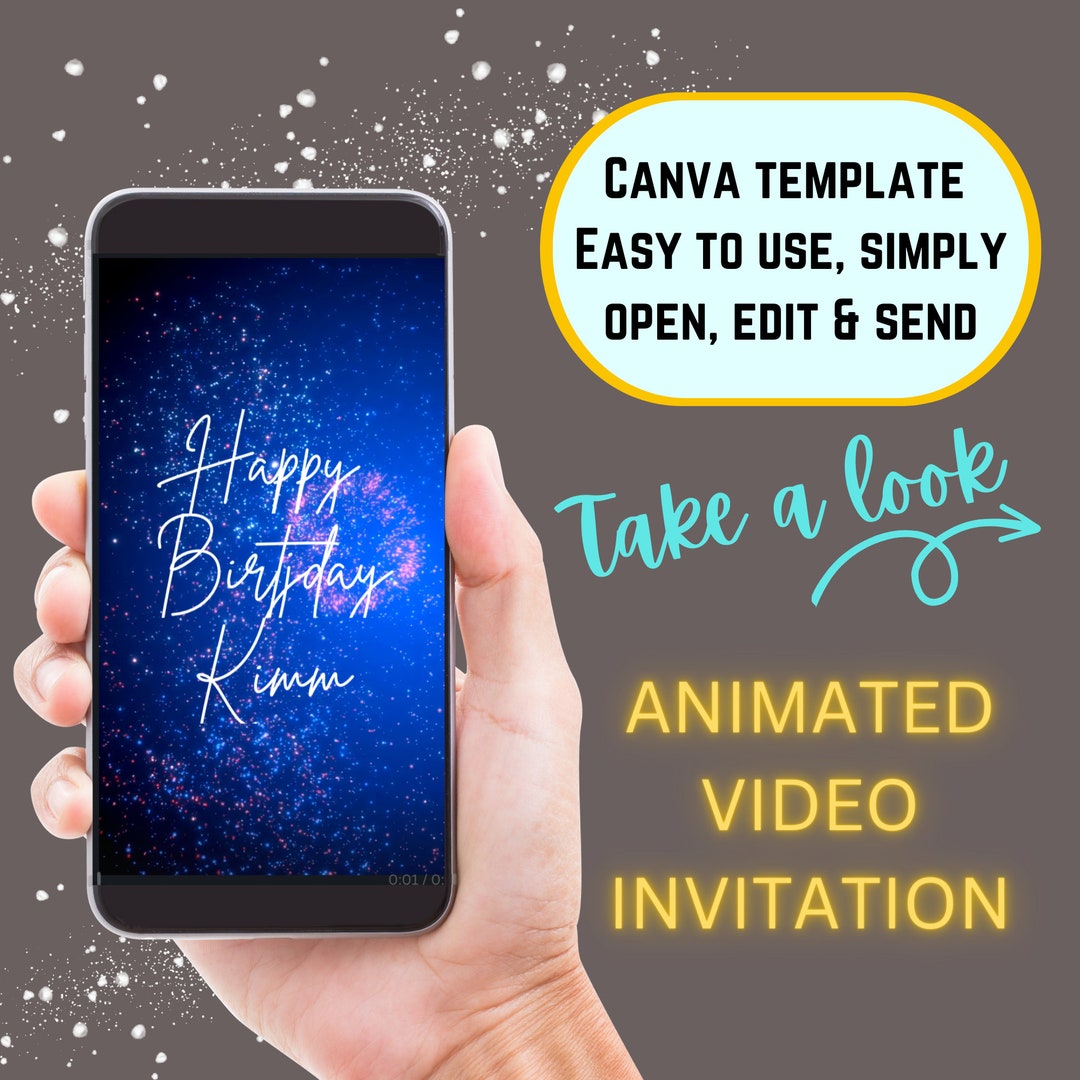 Happy Birthday Video Template. Simple Modern Way to Say Happy Etsy