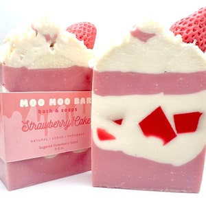 Strawberry Cake, Handmade Soap, Vegan Soap, Skin Care, Tropical Soap, Cold Process Soap