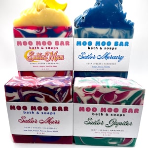 Sailor Moon inspired soap, Anime soap, Jupiter, Mercury, Venus, Mars, Handmade Soap, Body Soap, Vegan, Cold Process Soap, Anime