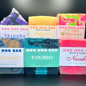 Demon Slayer inspired soap, Anime soap, Tanjiro, Nezuko, Inosuke, Zenitzu, Mitsuri, Shinobu, Handmade Soap, Body Soap, Vegan, Anime