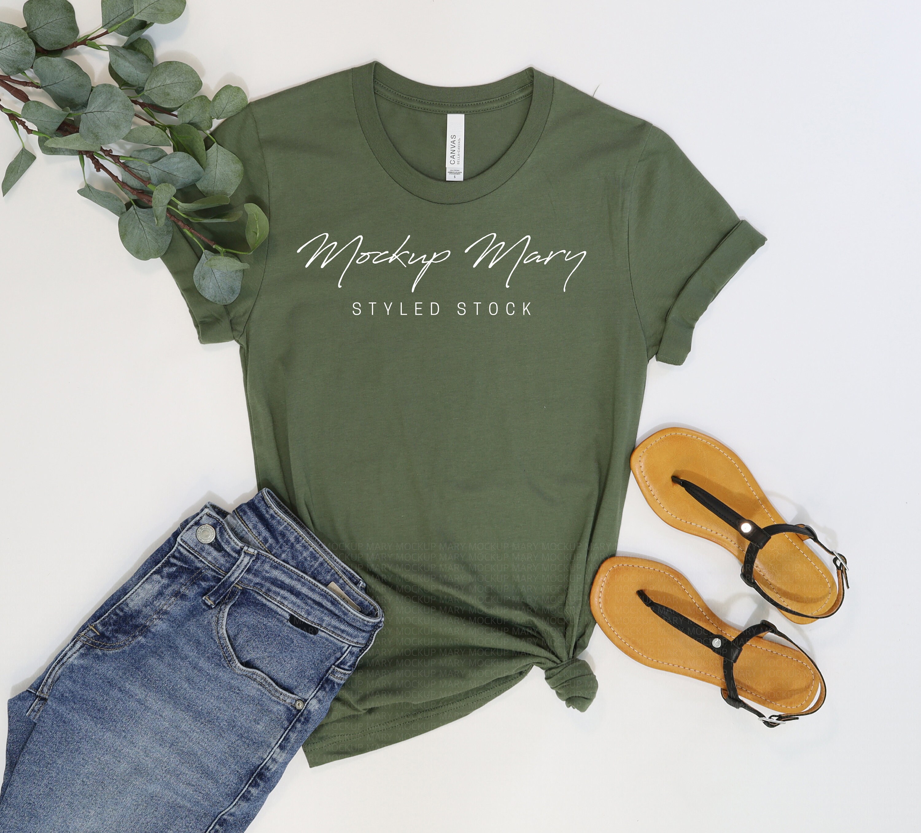 Bella + Canvas 3005 T-Shirt - Military Green, Size 3XL, 4.2 Oz Cotton