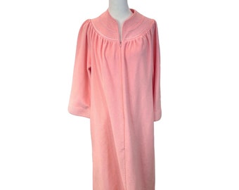 Vintage 80s Evelyn Pearson Pink Lush Full Zip Warm Robe Housecoat