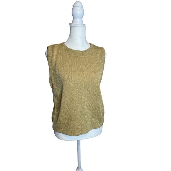 Vintage 90s Fashion Bug Gold Knit Sleeveless Top … - image 2
