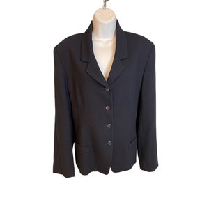Vintage 90s Talbots Black 100% Pure Wool Buttoned Blazer Sz L