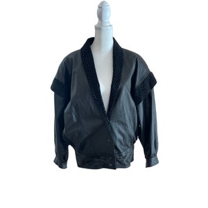 Vintage 80s 90s Black Leather Suede Bomber Jacket