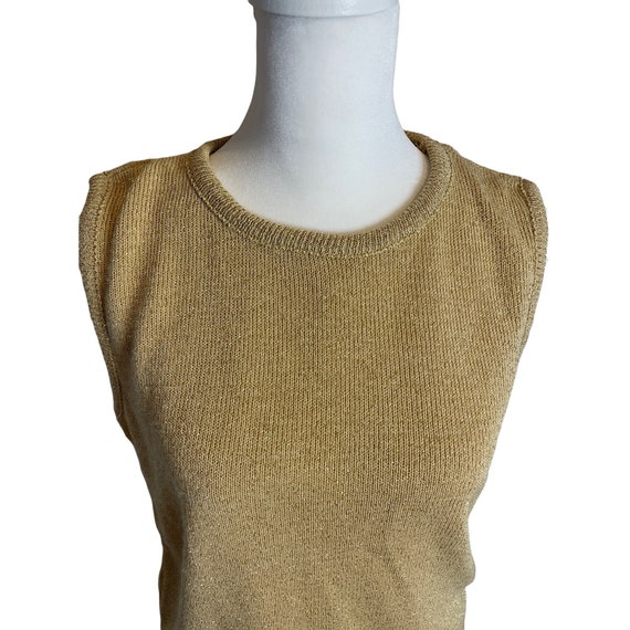 Vintage 90s Fashion Bug Gold Knit Sleeveless Top … - image 5