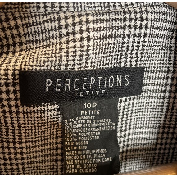Perceptions Black White Checked Two Button Blazer… - image 4