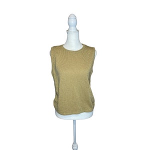 Vintage 90s Fashion Bug Gold Knit Sleeveless Top Sz M