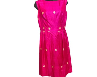 Vintage 1970s Pink Silk Dress Made in Hong Kong