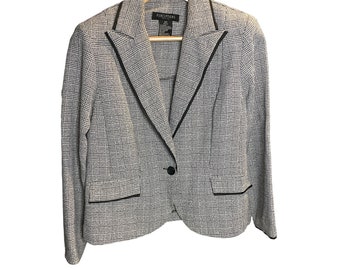Veste blazer à carreaux noir et blanc à deux boutons Perceptions Taille 10P