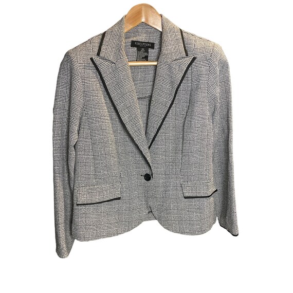 Perceptions Black White Checked Two Button Blazer… - image 1