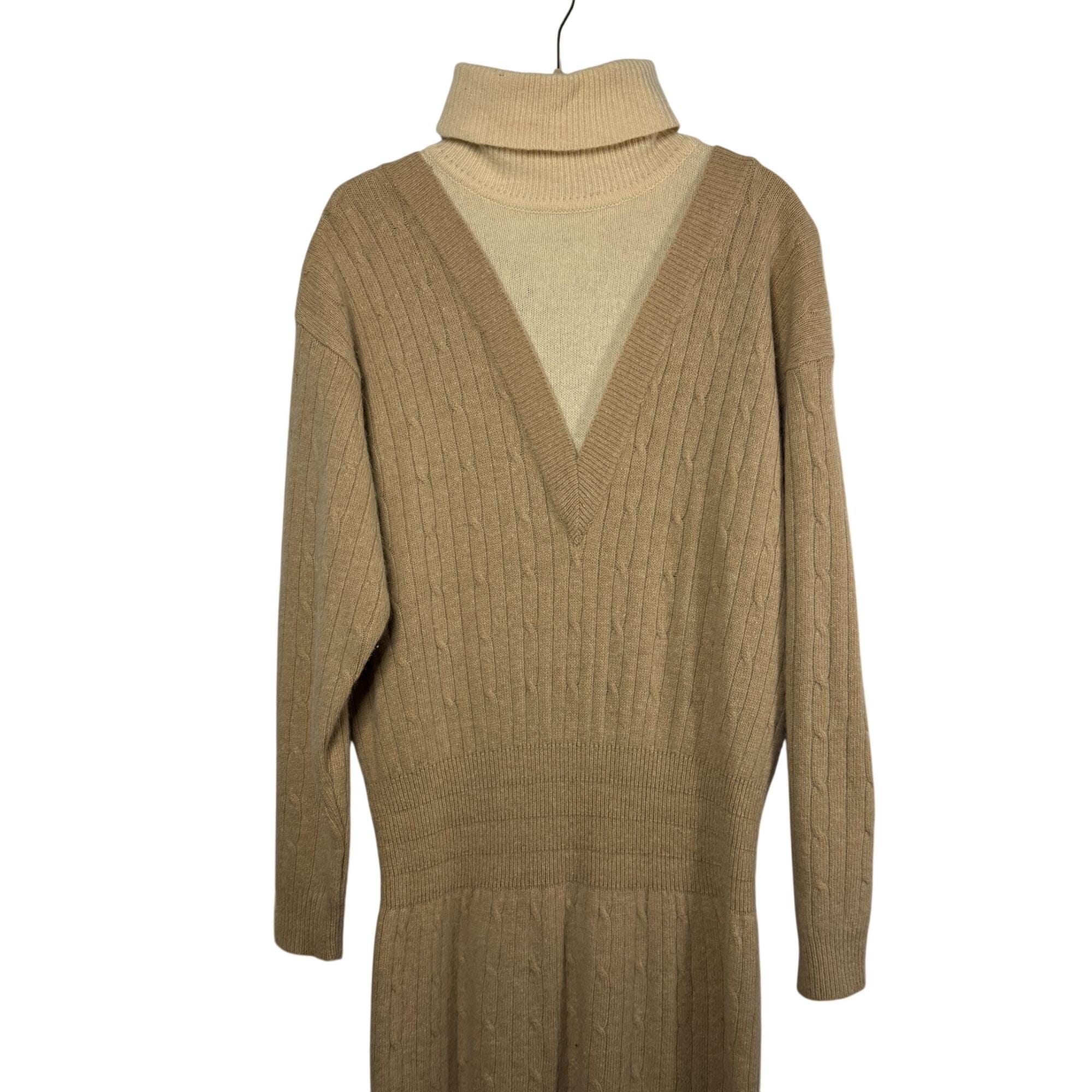 dallas bridesmaid dress stores Beige Knit Long Sleeve Turtleneck Sweater Dress  PinkBlush