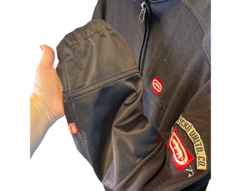 Vintage 90s Ecko Unltd Black Shiny Nylon Arm Patch Full Zip Jacket