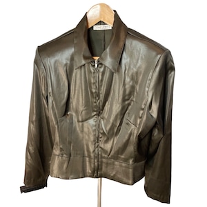 Vintage 90s Dawn Joy Black Satin Full Zip Made in USA Jacket