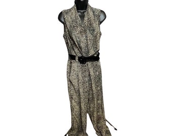 Vintage Leopard Print Studio Overall mit Gürtel