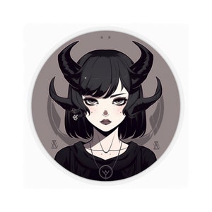 Niedlicher gehörnter Anime Goth Demon girl Kiss-Cut Vinyl Sticker