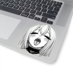 Black and white anime ahegao sticker
