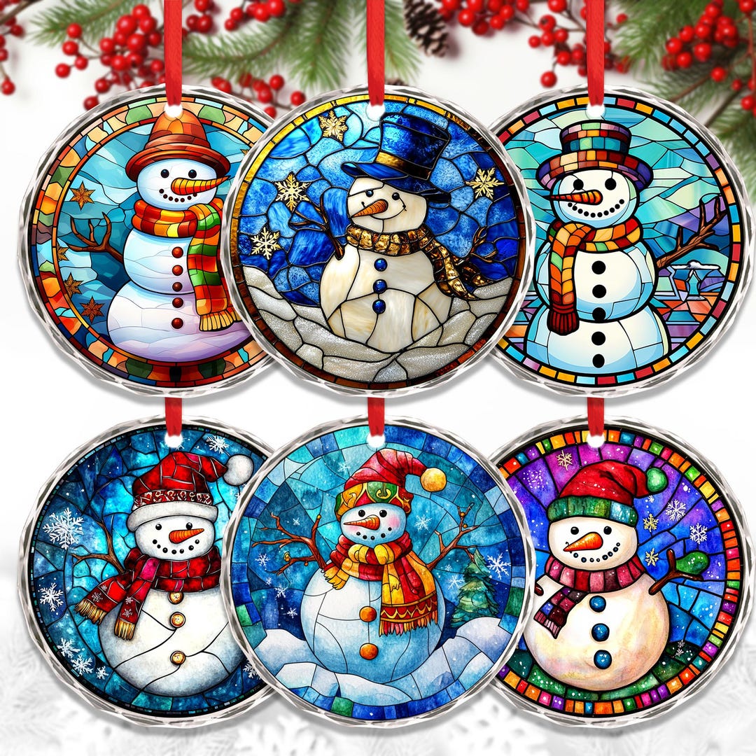 Personalized Stained Glass Snowman Ornament 2025 | Custom Christmas ...