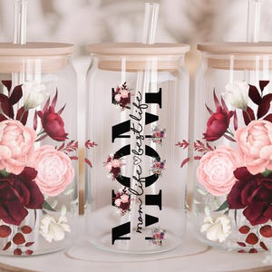 Mom Life UV DTF Cup Wrap | Mom Flower Libbey Glass Can Decal | 16oz Wrap for Iced Coffee | Mother&#39;s Day Gift | Ready to Press