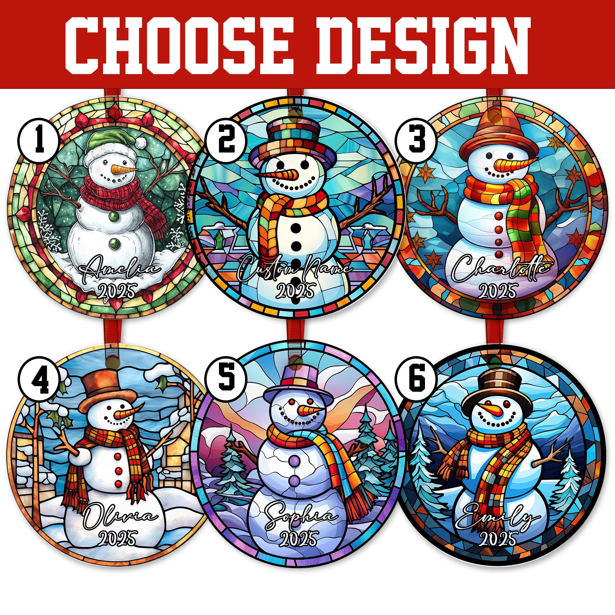 Personalized Snowman Stained Glass Christmas Ornament 2025 – Custom ...