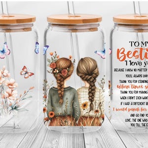 UV DTF Besties Forever Cup Wrap, Best Friend Design uv dtf, Friendship Day Can Glass uv dtf, uv dtf Glass Can, Gift For Best Friend