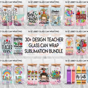 30 + Lehrer-Bundle Bester Lehrer aller Zeiten 16 Unzen Glasdosenverpackung, Lehren Liebe Inspirieren Glasdose Bunte Buntstifte Lehrer Frostglas Gruselige Lehrer