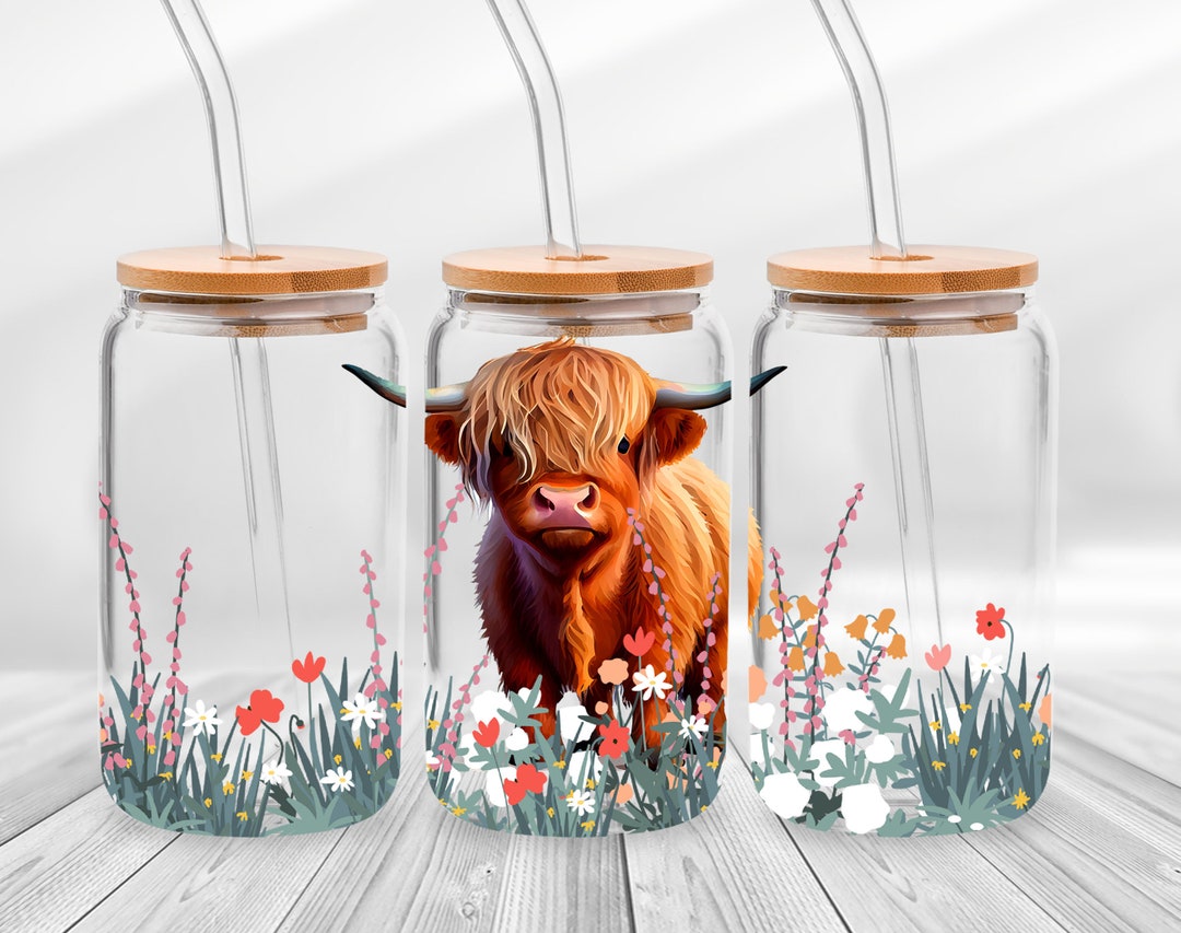 Highland Cow 16oz Beer Can Glass with Bamboo Lid and Plastic Straw – Wild  Outdoor Creations