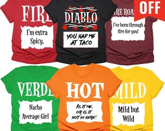 Funny Taco Halloween Shirts – Matching Hot Sauce Group Costumes for Family, Teachers & Friends | Group Halloween Shirts