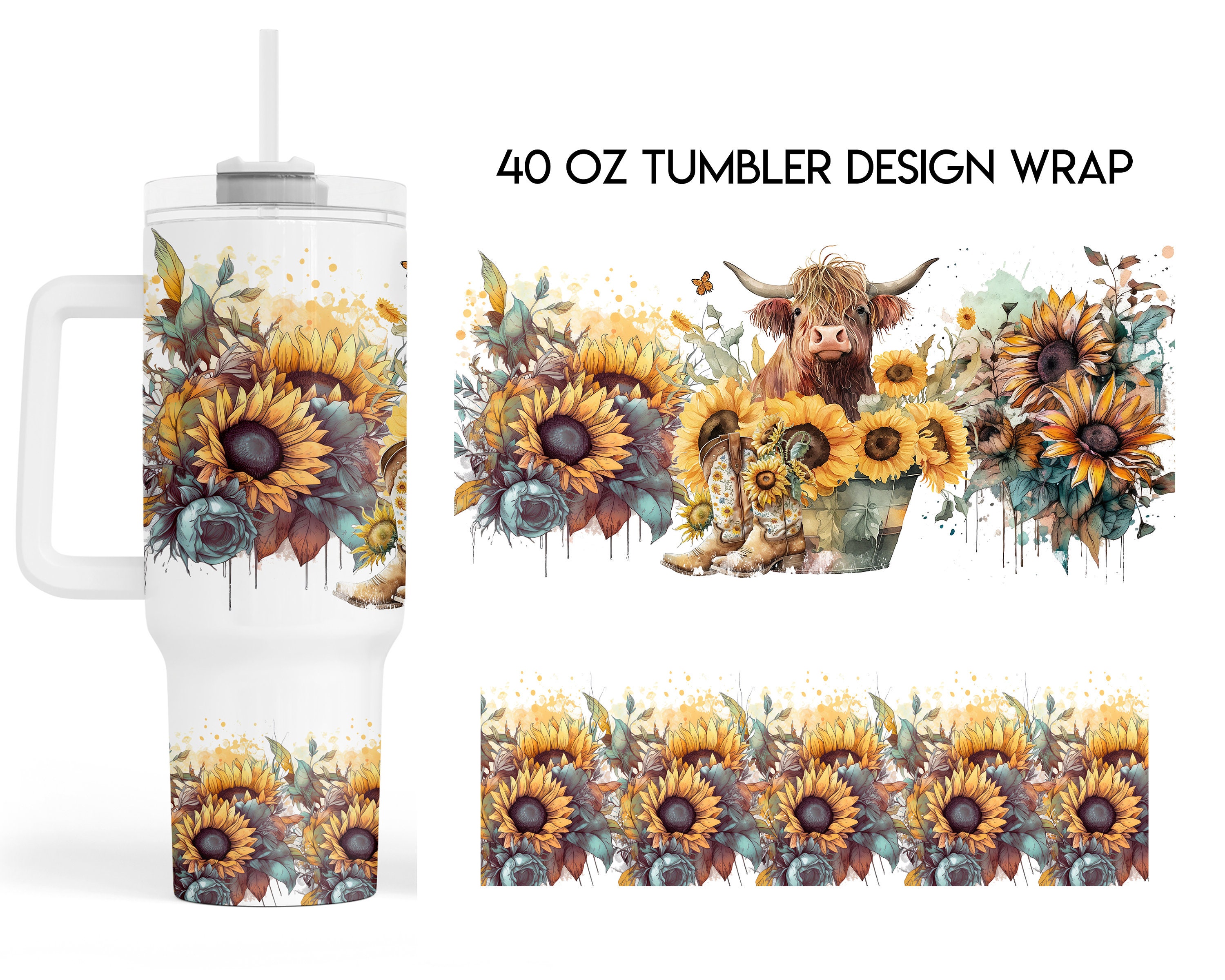 Sunflower 40 Oz Tumbler Designs Graphic by Svetlanakrasdesign