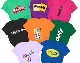 Student School Costume Shirt, Funny Office Halloween Outfit, Matching Family Group Tee 2025,Back to School Dress Up,Crayon Pencil Glue Shirt
