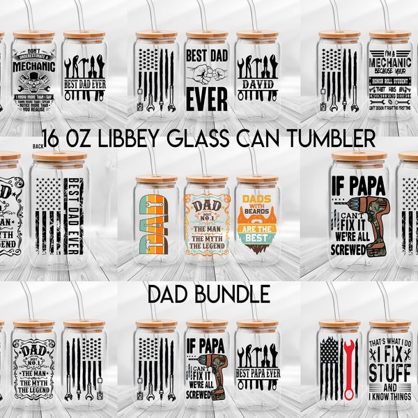 Best Dad Ever Glass Can Wrap - Dad The Man The Myth The Legend Libbey Wrap, Dad Mechanic Libbey Glass Wrap Png, Father's Day Wrap