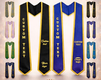 Custom Graduation Stole 2026 – Personalized Sash with Name & Logo – College Graduation Stole, Custom Text Embroidery, Senior Stole Gift