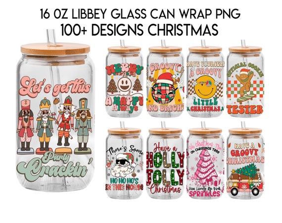 16oz Lets Get Lit Christmas Frosted Glass Libbey Cup , Sublimation