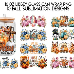 Fall Pumpkin Bundle 16oz Glass Can, Its Fall Yall Frosted Glass, Fall For Jesus He Never Leaves, Thanksgiving Glass Can, Girl Loves Fall