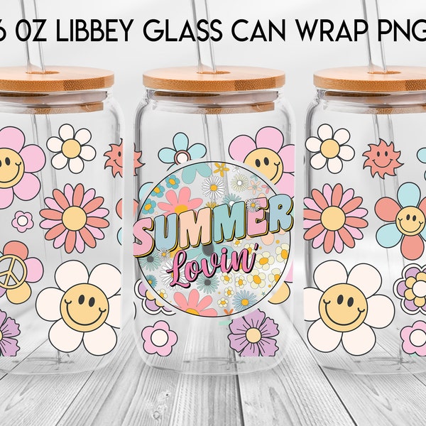 Summer Lovin' 16oz Libbey Glass Can, Love Summer Frosted Glass, Retro Summer Libbey Cup, Groovy Summer, Hello Summer 2024, Summer Season