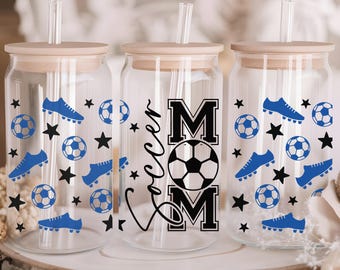 UV DTF Soccer Mom Cup Wrap, King Sport Soccer uv dtf, Mother's Day Glass Cup Decal, Mother's Day Sports Sticker, Compassion Cup Wrap