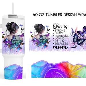 She Is Strong Mom 40 oz Floral Tumbler main image 0