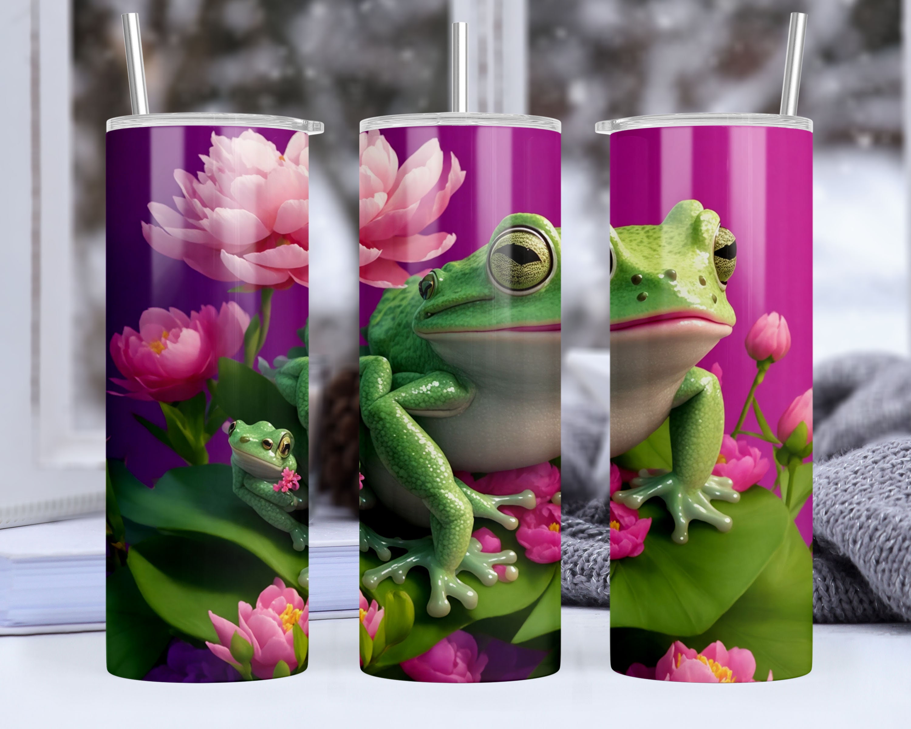 Frog flower tumbler