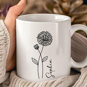Birth Month Flower UV DTF Decal – Personalized Name Wildflower Cup Wrap, Custom Tumbler Sticker, Glass Can Gift for Bridesmaid immagine 9