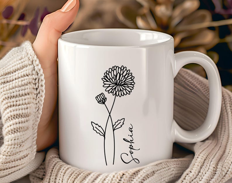 Birth Month Flower UV DTF Decal – Personalized Name Wildflower Cup Wrap, Custom Tumbler Sticker, Glass Can Gift for Bridesmaid immagine 9