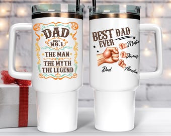 Custom UV DTF Fist Bump Wrap for Dad – Personalized Father’s Day Sticker with Kids Names – 40oz Tumbler Decal Gift for Him – Ready to Press