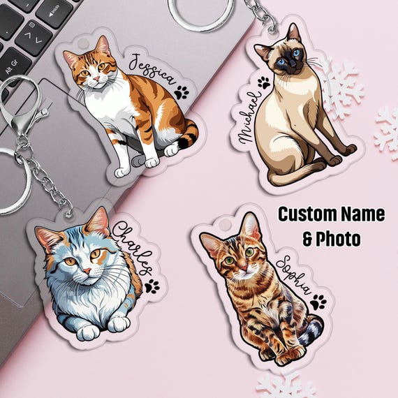 Llavero De Gato Y Papá - Acero Inoxidable, Regalo Divertido Para Amantes De Gatos