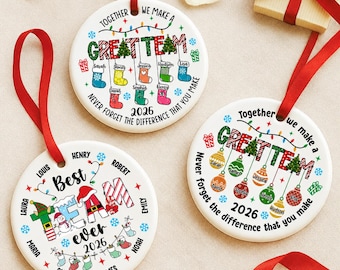Adorno navideño personalizado para equipo / Regalo navideño personalizado para equipo / Decoración navideña 2026 para agradecer a empleados y compañeros de trabajo