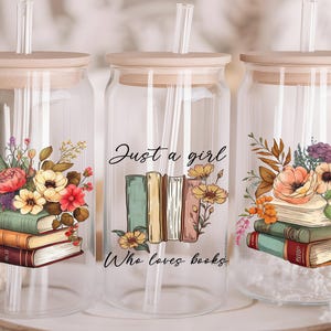 Mother’s Day Book Lover UV DTF Cup Wrap | Decal for 16-40oz Tumblers | Just a Girl Who Loves Books Sticker | Waterproof DIY Gift for Mom